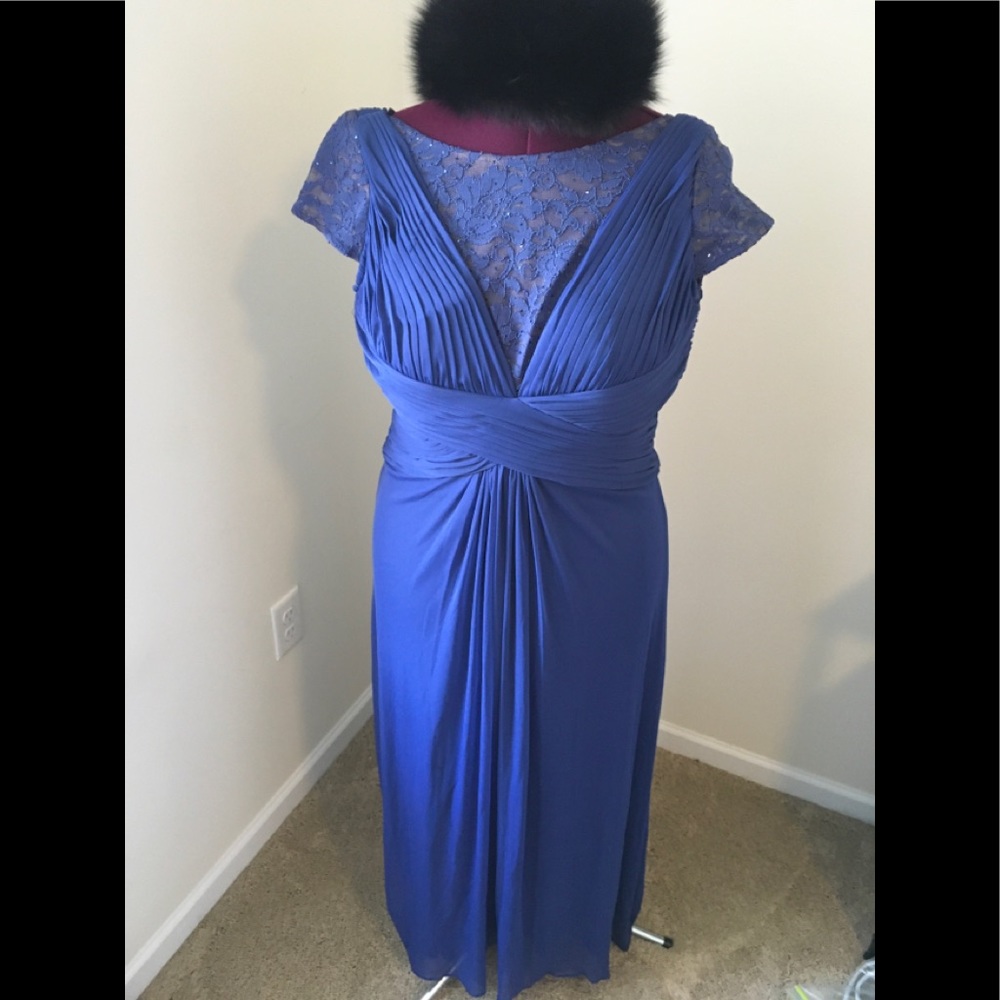 Elegant gown / maxi dress- Blue sequin and lace